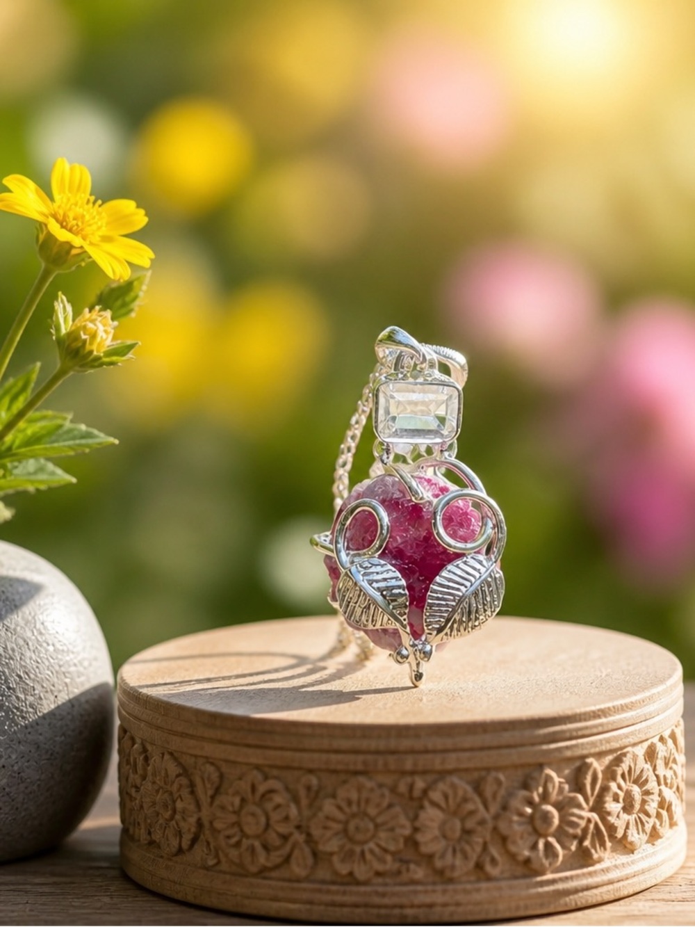 NEW! Pink Tourmaline & Crystal Necklace